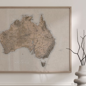 Carte artistique australienne A1, impression d'art de l'Australie, topographie, grande carte en relief 2D, Australie, carte touristique, jet d'encre jet d'encre