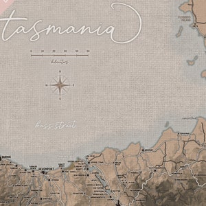 Tasmanian A1 Art Map, Tasmania Art Print, Australia, Topography, Large 2D Relief Map, Lutruwita, Tourist Map, Giclee image 8