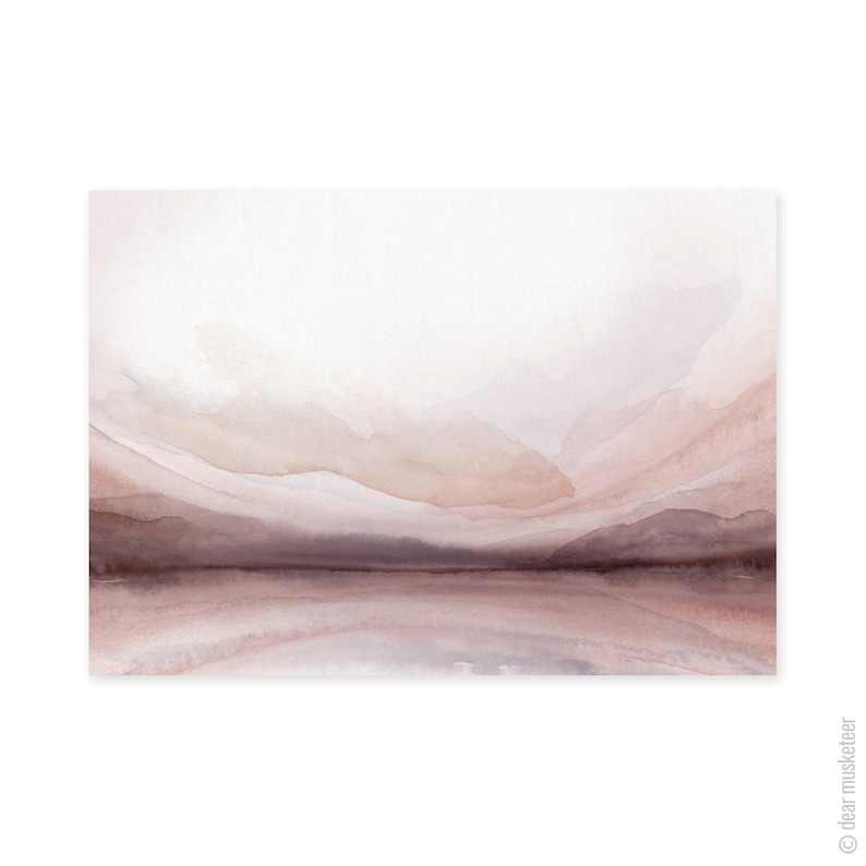 Landscape Lake Sunset A3 or A4 Art Print, Tasmanian Winter Landscape, Great Lakes, Minimalist Modern Abstract, Australian Watercolour Art image 4