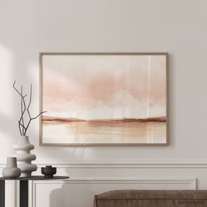 Morning Glow Landscape Art Print, Pink and Blush Abstract, Modern Australian Art, Poster, Giclee