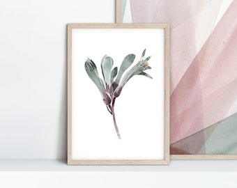 Kangaroo Paw Painted Abstract A3 or A4 Art Print, Australian Native Abstract, Floral Plant Botanical Print, Flower Poster, Large Modern Art