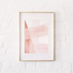 Blush and Copper Abstract A3 or A4 Art Print, Watercolour Strokes, Pink and Copper Poster, Minimalist, Giclee image 3