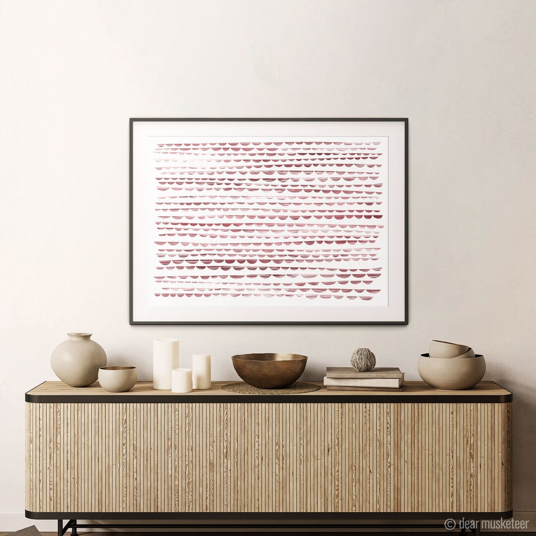 Rust Waves and Stripes Art Print Pair, Abstract Shibori Pattern Poster ...