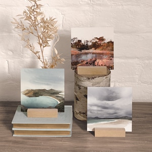 Cartões de arte das praias da Tasmânia, paisagem oceânica, arte em prateleiras, cartão postal, arte australiana