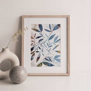 Watercolour Leaves Blue A3 or A4 Art Print, Leaf Art, Plant Print, Australian Botanical, Marine, Sea, Giclee image 3