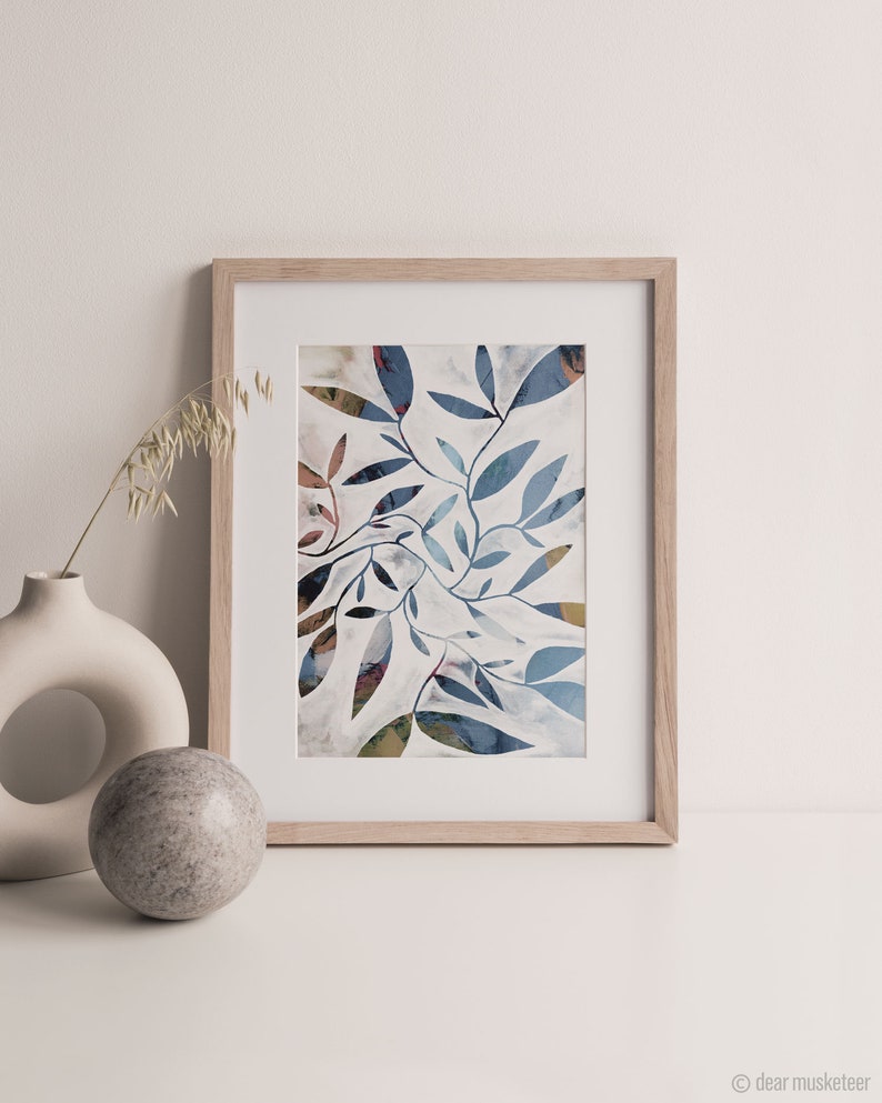 Watercolour Leaves Blue A3 or A4 Art Print, Leaf Art, Plant Print, Australian Botanical, Marine, Sea, Giclee image 3