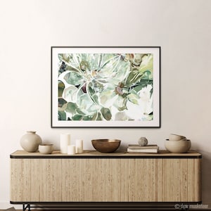 Green Daisy Floral Art Print, Abstract Landscape Flower, Modern Floral Art, Poster, Giclee