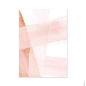 Blush and Copper Abstract A3 or A4 Art Print, Watercolour Strokes, Pink and Copper Poster, Minimalist, Giclee image 4