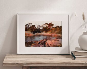 Honeymoon Bay A3 or A4 Art Print, Tasmanian Art, Coles Bay, Freycinet, Australian Abstract Painting, Giclee