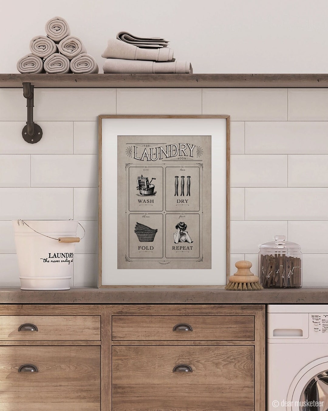 Vintage Laundry Art Print, Farmhouse Art, Antique Style Unframed Prints ...