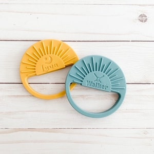 Boho Sun Silicone Baby Teether Custom Personalized Engraved Moon and Stars Baby Gift Baby Shower Infant Teether Silicone Toy