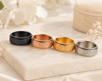 Fidget Ring, Spinner Ring, Stainless Steel Rolling Ring, Minimalist Ring, Everyday Jewelry for Her, Wrap Ring, Fidget Jewelry, Thumb Ring