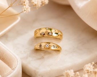 Star Ring, Celestial Ring, Gold Zircon Ring, Crystal Ring, Statement Ring, Signet Ring, Minimalist Dainty Ring, Stacking Ring, Ring Jewelry