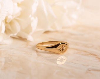 Star Ring, Celestial Ring, Gold Star Ring, Statement Ring, Signet Ring, Minimalist Dainty Ring, Stacking Ring, 18K Gold Plated Jewelry