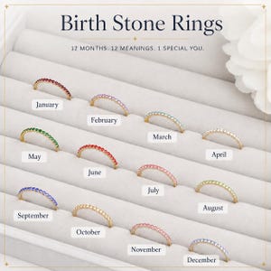 Birth Month Ring – Personalized Birthmonth Ring, Half Eternity Birth Stone Ring, Dainty Birth Jewelry, Bridesmaids Gift, Bridal Shower