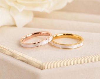 Pearl Ring, Gold Pearl Ring, Statement Ring, Signet Ring, Minimalist Dainty Ring, Stacking Ring, 18K Gold Plated Jewelry Gift for Her