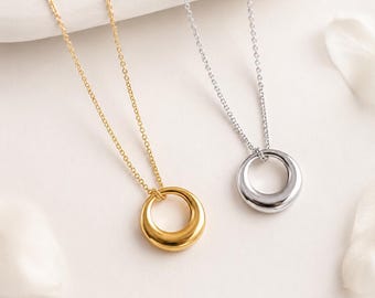 OLIVIA Necklace, Round Pendant Necklace, Gold Necklace, Minimalist Dainty Necklace, Necklace Jewelry Gift for Her