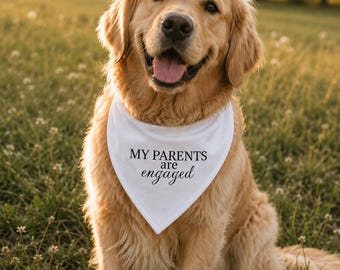 Bandana para animais de estimação "Meus pais estão noivos" | Bandana para cachorro para anúncio de noivado