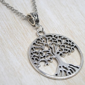 XXL Silver Tree of Life Pendant Necklace - Stainless Steel Chain