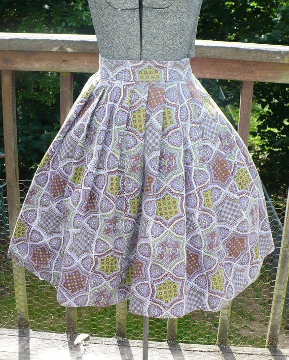 Vintage circle skirt/ Purple paisley circle skirt,