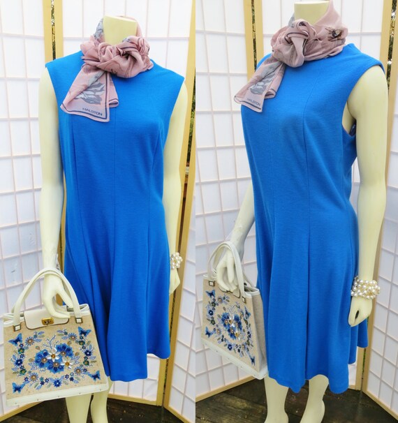 Vintage 1960s blue mad men dress/ blue princess se