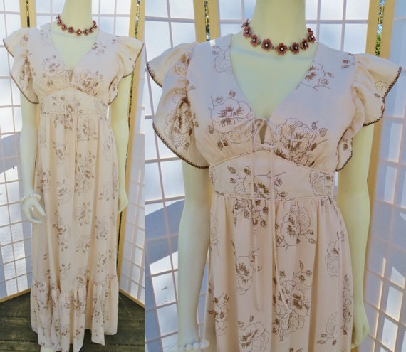 Vintage 70s boho maxi dress/ gunne sax type dress/