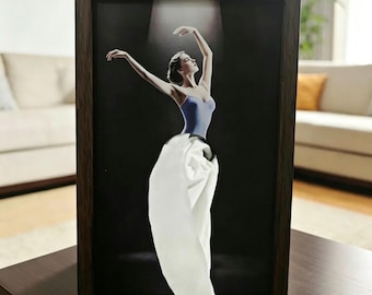 Elegant Ballet Dancer Tissue Box, Wooden Frame with Flowing White Skirt for Living Room Decor