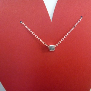 Sterling Silver Necklace with Tiny Sterling Silver Cube Charm