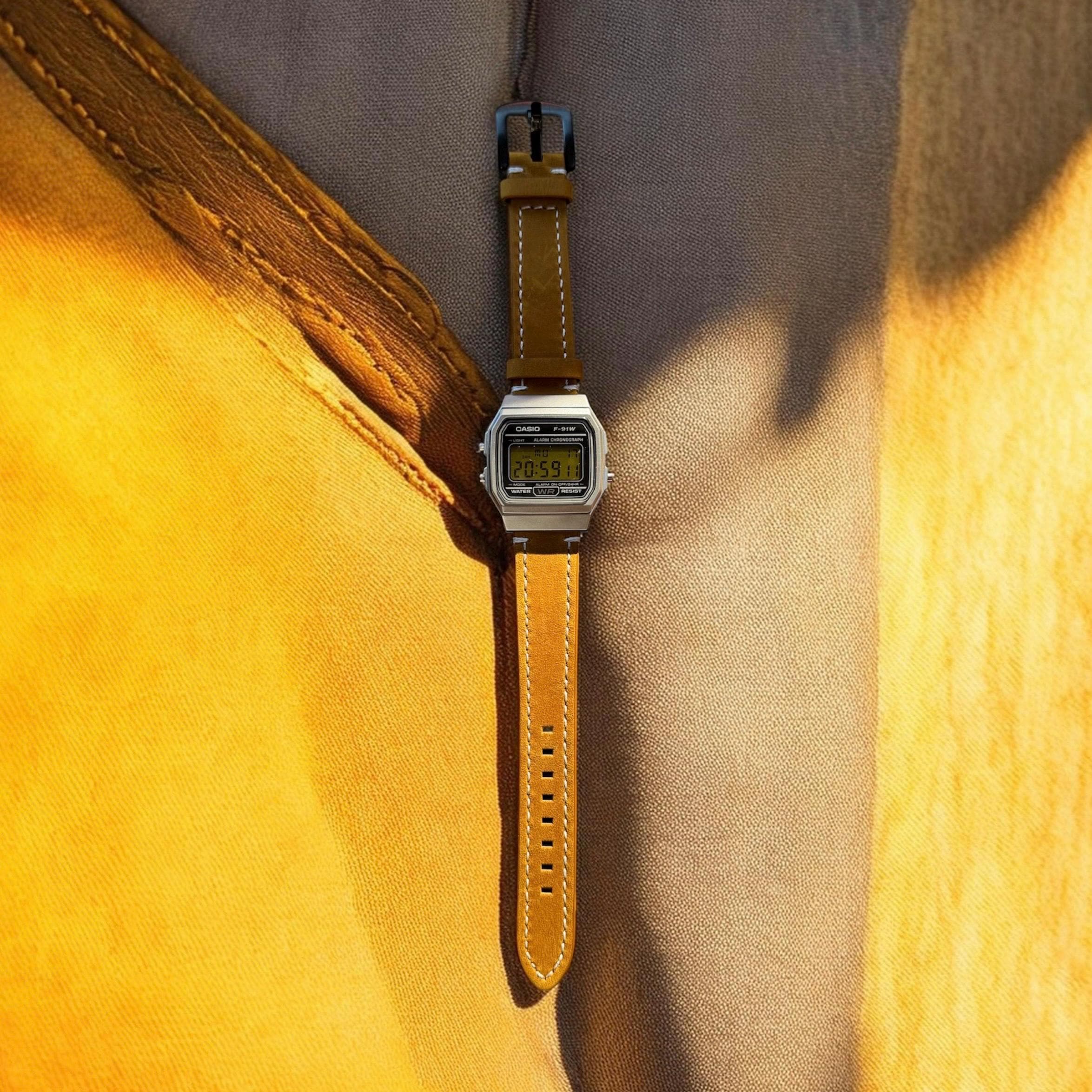 Casio f91w leather strap - Etsy 日本