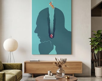 Mental Health Wall Art, Psychological Canvas Print, Therapy Office Decor, Minimalist Human Psychology, Surreal Mind Art, Depression Awarenes