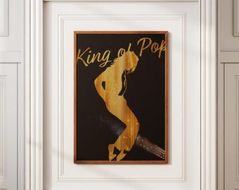 Instant Michael Jackson Silhouette Poster King Of Pop Musiker Schwarz und Gold Michael Film Inspiriert Design Print