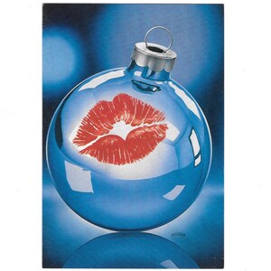1981 PAPER MOON Weihnachtskarte - Dead Stock - "Ornament Kiss" von Joe Heiner-Ungesendet - Wie-neuer Zustand