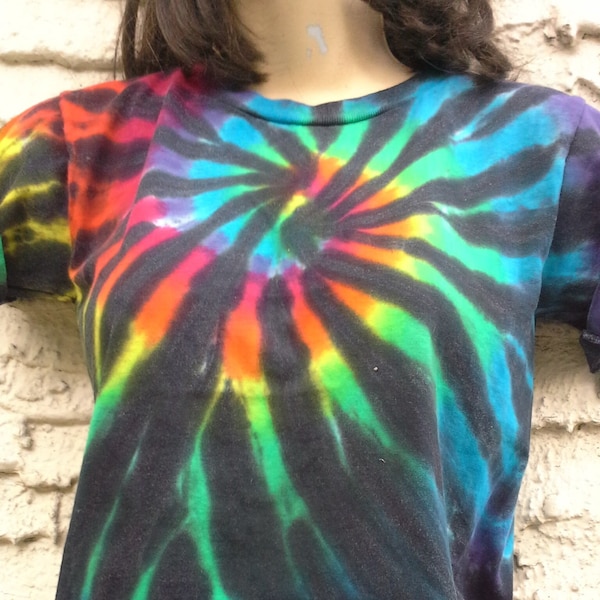 RAINBOW TIE-DYED Retro '90s Unworn T-Shirt Spiral Stained Glass Rainbow Spiral acid weed stoner grateful dead freaky trippy