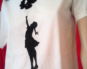 BANKSY ART  Girl with Balloons T-Shirt New UNWORN West Bank Wall