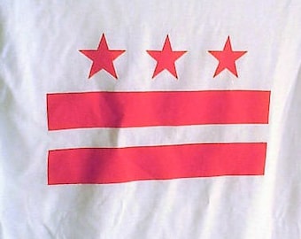 Washington DC FLAG T-Shirt New Screen-Printed All-Cotton D.C. punk hardcore Washingtonian stars bars classic essential wonk