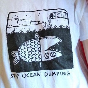 Retro 1980s "Stop Ocean Dumping" T-Shirt Unworn Earth Day Ecological Environmental Awareness