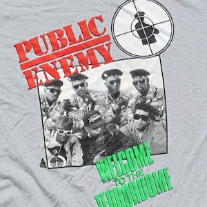 Vintage Public Enemy Terrordome T-Shirt - 80s Hip Hop Screen Stars Large