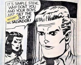 Vintage 1980s El Salvador T-Shirt: Pettibon Style Political Statement