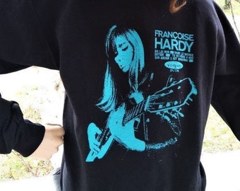 Francoise Hardy Sweatshirt mit Rundhalsausschnitt: 60er Jahre Französische Sängerin Schauspielerin Moonrise Königreich