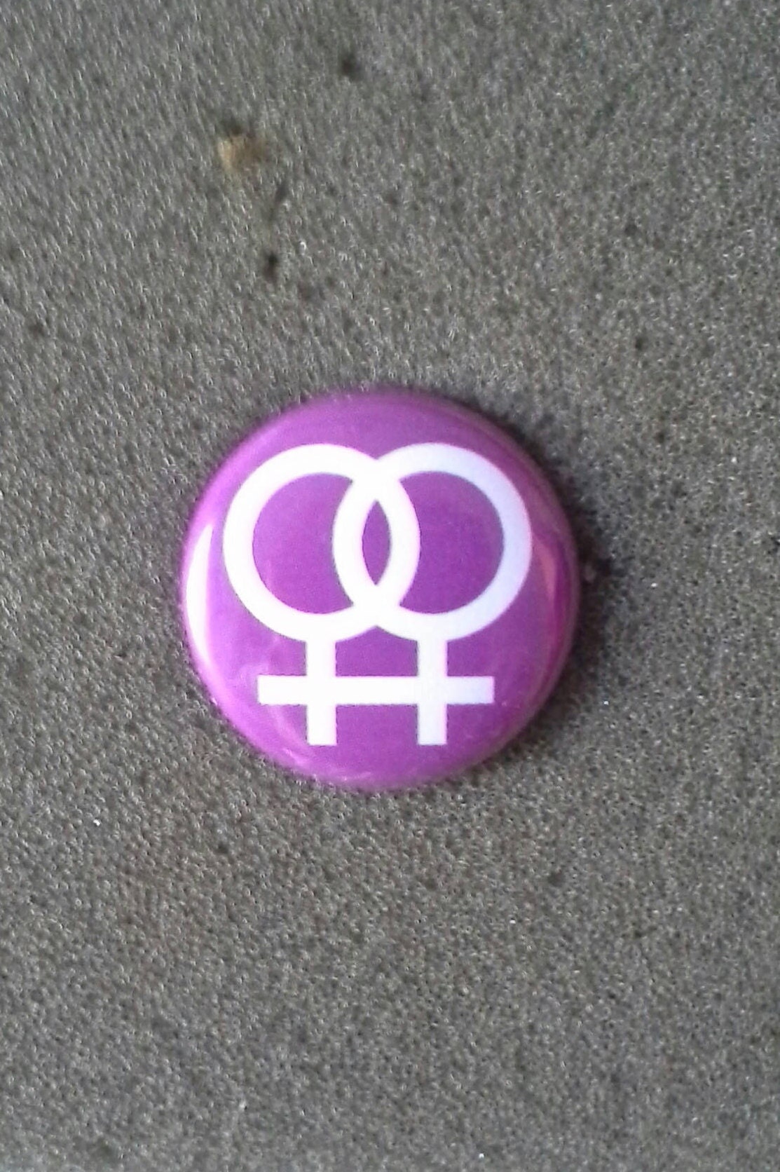 Unworn Retro '80s Pinback Button Female Symbols Lesbian LGBT Doub…
