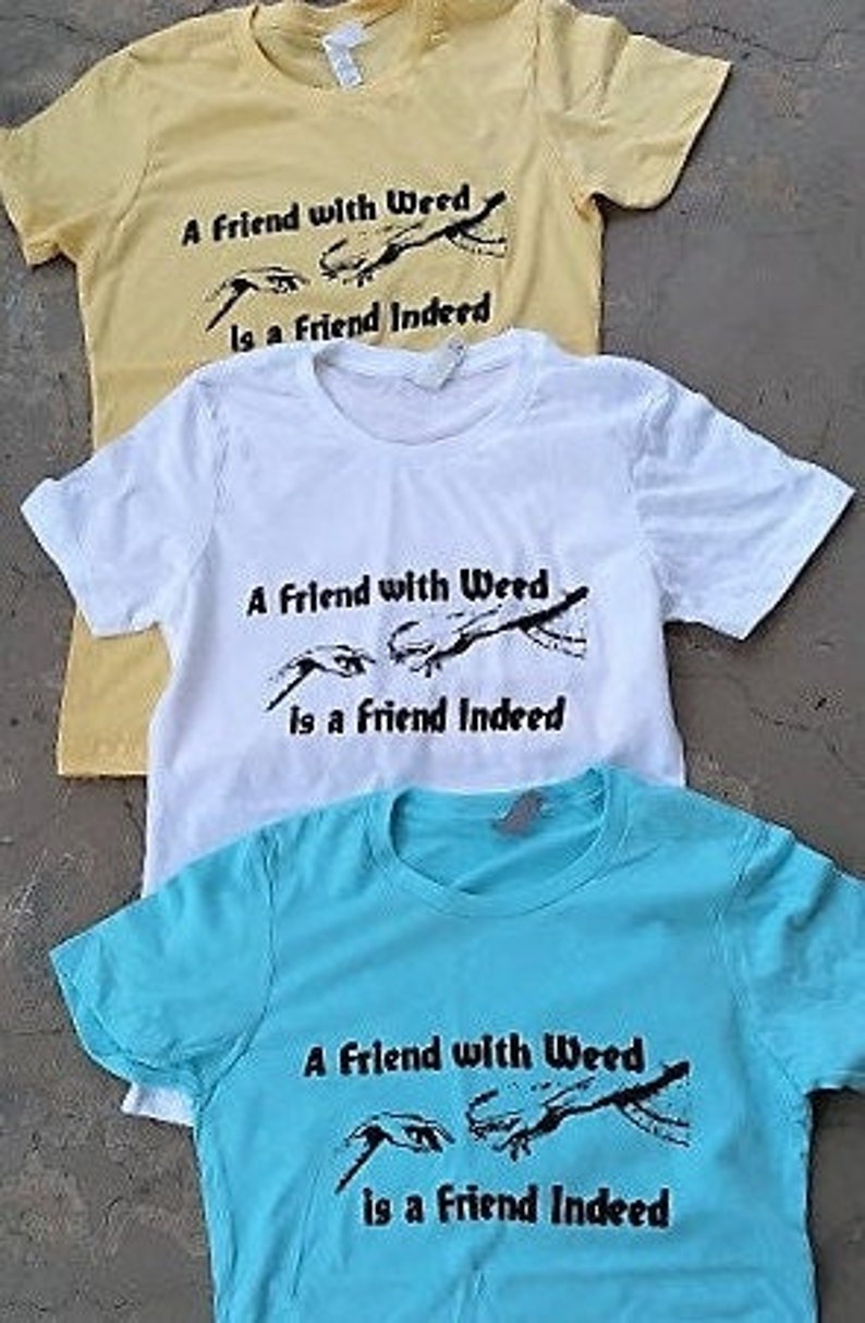 Unworn Retro '70s A FRIEND WITH WEED is a Friend Indeed T-Shirt, soft stoner tee tshirt marijuana legalization decriminalized cheech image 4