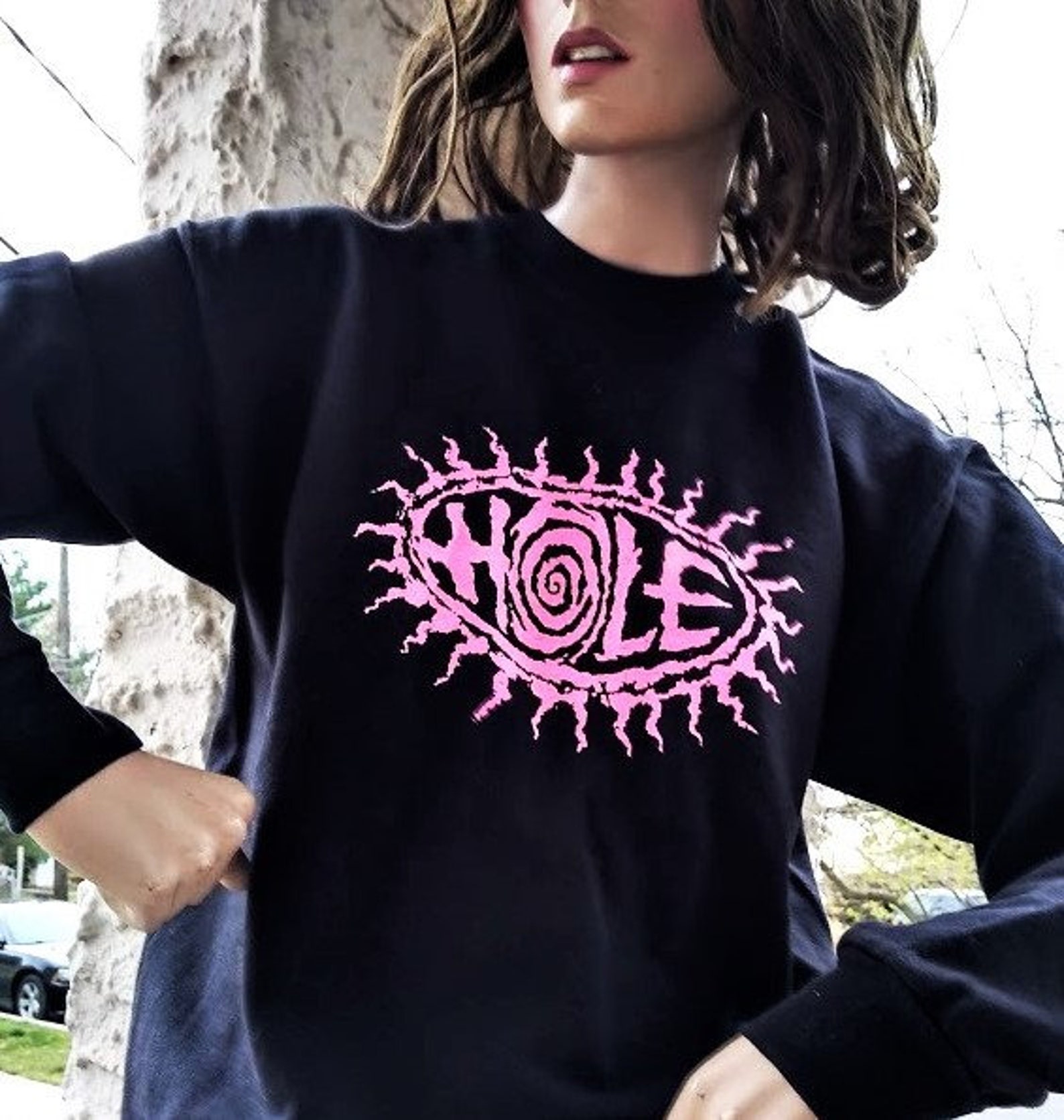 HOLE Band TShirt Or Sweatshirt White Black or Fuchsia Etsy
