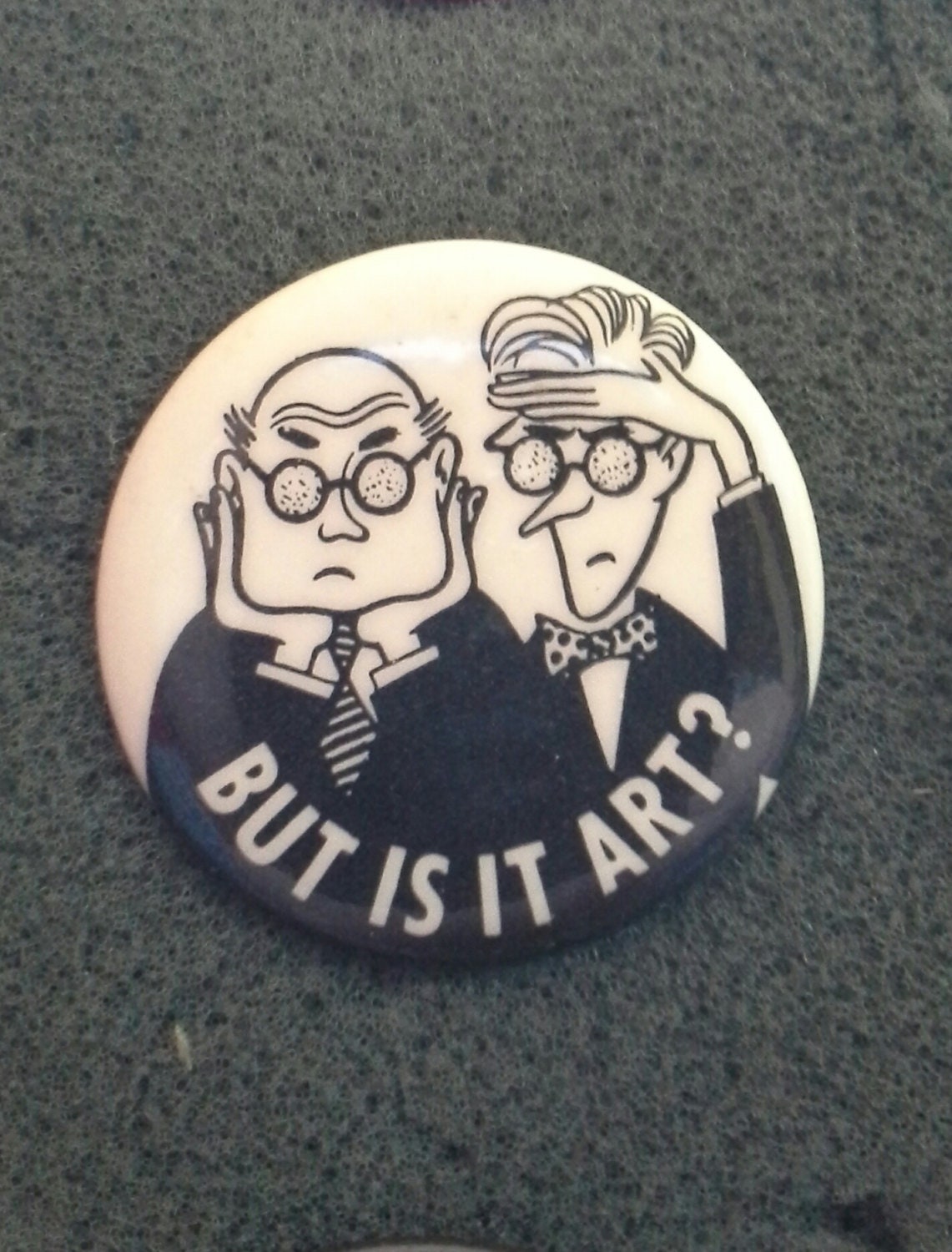 Unworn Retro '80s Pinback Button "But is it art?"