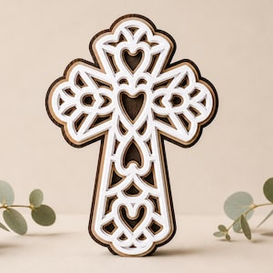 3D Layered Cross SVG Template: Baptism, First Communion & Confirmation I Religious SVG