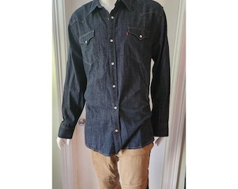Levis Dark Blue Denim Western Shirt A6 XXL