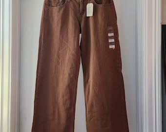 Levis Superlow Loose Jeans Brown Low Rise Relaxed Straight Leg 27x32 NWT
