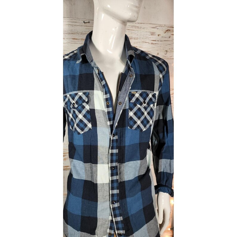 Buffalo David Bitton Shirt Men Size XL Button Up Long Sleeve Plaid @3 Zipper image 2