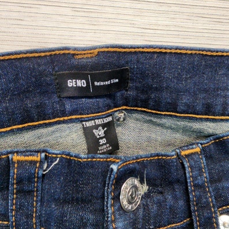 Pantalones vaqueros True Religion GENO Relaxed Slim de lavado oscuro para hombre @25 Talla 30/31 imagen 5