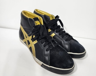 Y2K Onitsuka Tiger Schuhe Herren 39,5 High Top Back/gold Sneakers Leder S1