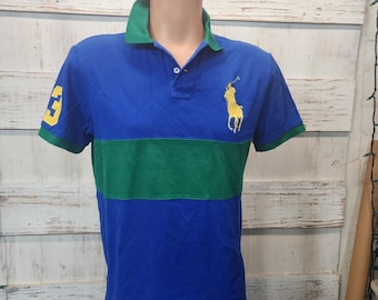 Polo Ralph Lauren Blue Short Sleeve Polo Shirt Red Logo Boys Large